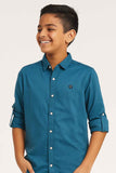 Solid Teal Green Cotton Shirt for Boys