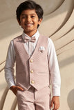Boys Peach Waistcoat Suit Set with Bow Tie