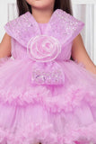 Lavender Sequin Bow Party Frock For Girls