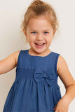 Blue Denim Bow Dress for Girls