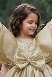 Gold Statement Bow Party Wear Gown for Girls