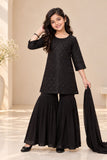 Black Sequins Embroidered Sharara Set for Girls