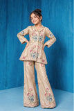 Girls Fawn Floral Embroidered Palazzo Set