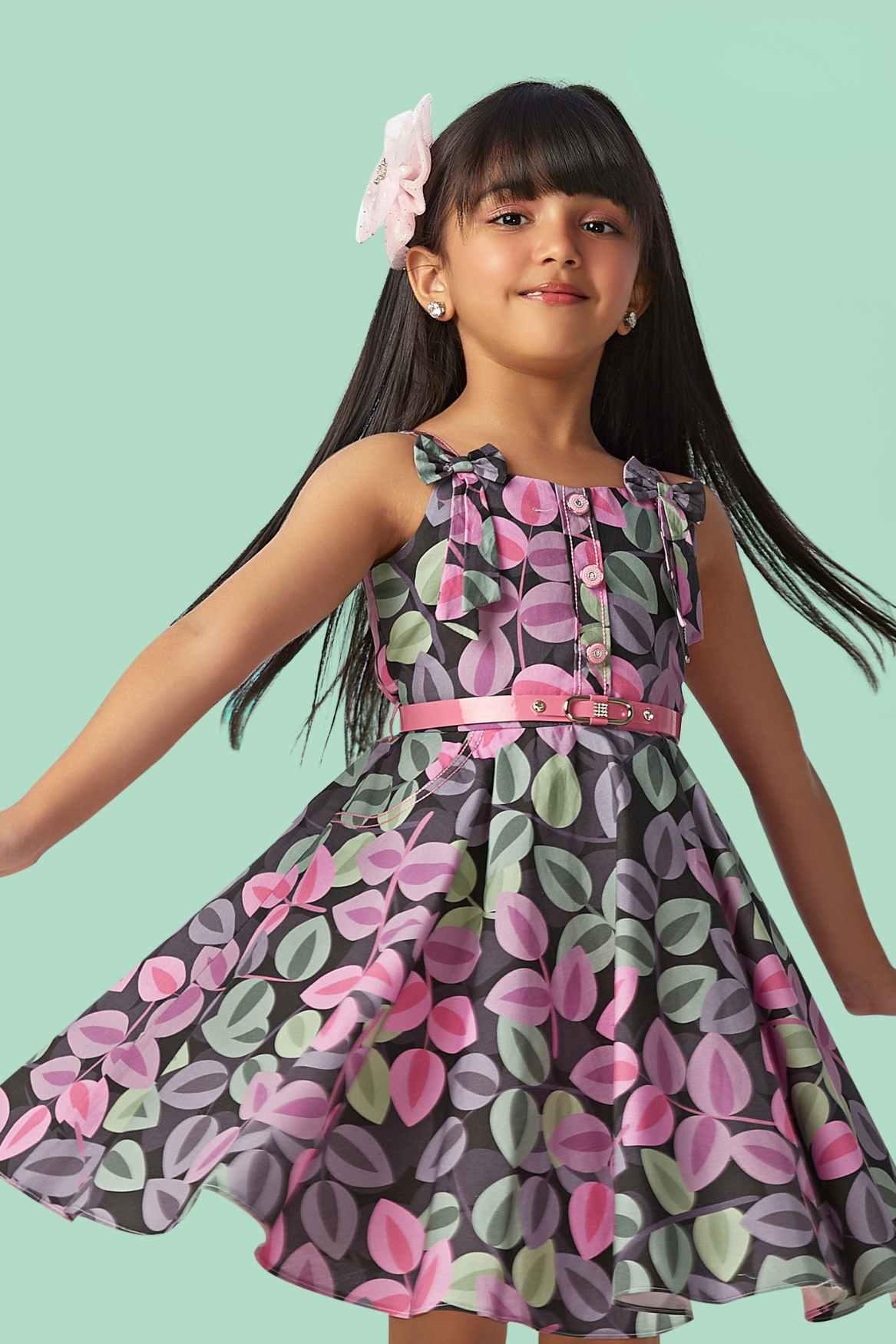 Trendy Multicolor Printed Summer Frock For Girls - Lagorii Kids
