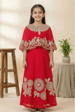 Designer Red Lehenga Choli with Embroidered Cape For Girls