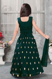 Teal Blue Floral Sequin Embroidered Lehenga Choli Set For Girls