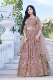 Elegant Onion Pink Net Sequin Lehenga Choli Set For Girls - Lagorii Kids