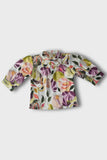 Purple Waist Coat And Pant With Floral Printed Top Set For Girls