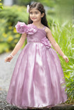 Onion Pink Floral Embellished Party Wear Gown For Girls