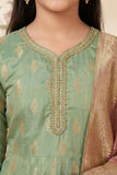 Girls Mint Green  Kurta Set With Dupatta