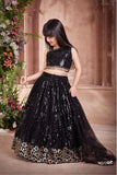Designer Black Sequins Embroidered And Bead Work Lehenga Choli Set For Girls