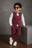 Boys Dusty Rose  Waistcoat Suit Set with Bow Tie