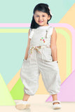 Stylish Capri Style Beige Jumpsuit For Girls - Lagorii Kids