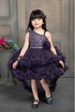 Dark violet Shimmer Ruffle Tailback Frock For Girls