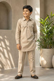 Grey Pathani Set  With Shirt Collar Design For Boys
