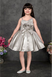 Silver Frock With 3D Rose Detail For Girls