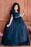 Deep Blue Colored Royal Ballroom Gown For Girls