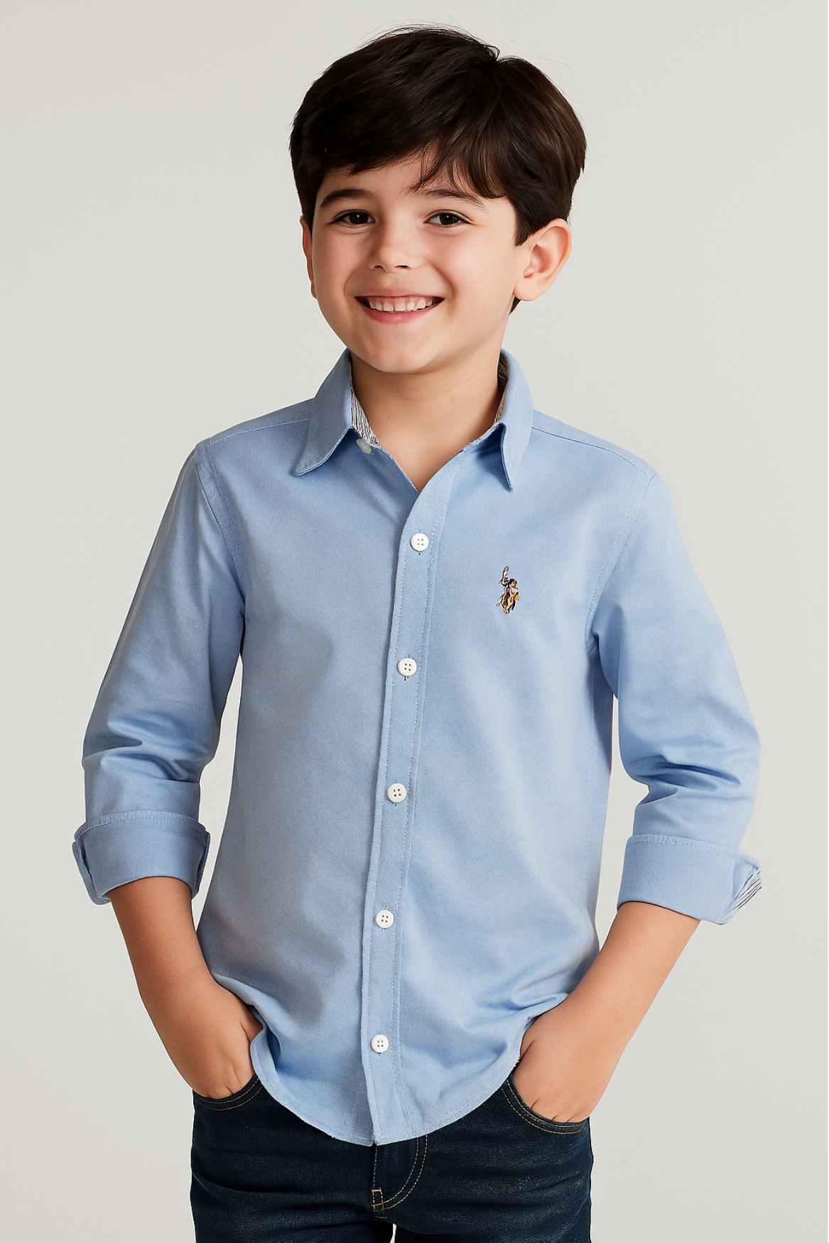 Classic Light Blue Cotton Shirt For Boys