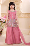 Rose Pink Embroidered Palazzo Set for Girls