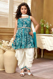 Green Printed And Stone Work Top With Dhoti Bottom Set For Girls