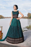 Teal Green Floral Printed Lehenga Choli Set