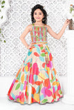 Multicolor Mirror-Embroidered Lehenga Choli Set for Girls