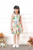 Stylish Multicolor Printed Casual Dress For Girls