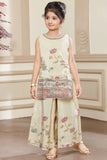 Cream Ethnic Palazzo Set with Multicolor Embroidery for Girls