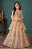 Peach Peacock And Floral Embroidered Lehenga Choli with Dupatta For Girls