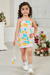 Multicolor Sequins Work Party Wear Mini Dress With Sling Bag For Girls