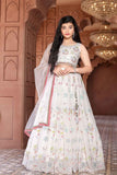 Elegant White Sequin Lehenga Choli Set With Dupatta For Girls - Lagorii Kids