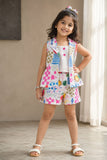 Playful Abstract Printed Waistcoat Top and Shorts Co ord Set