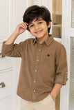 Boys Beige Full Sleeve Casual Shirt