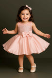 Peach Party Frock With Sequins Work For Girls