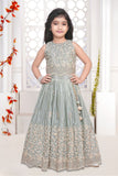 Light Grey Heavy Embroidered Lehenga Choli For Girls