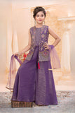 Purple Embroidered Palazzo Set for Girls
