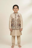 Beige Multicolor Embroidered Kurta Set For Boys