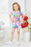 Vibrant Multicolor Printed Co-ord Set For Girls