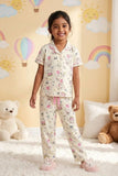 Girls Cream Bunny Print Night Suit Set