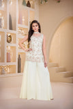White Embroidered Georgette Palazzo Set For Girls