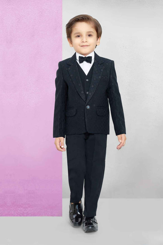 Navy Blue Tuxedo With Navy Blue Pant And Waistcoat Set For Boys