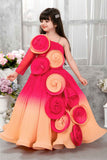 Pink And Peach Embellished Party Wear Gown For Girls
