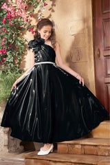 Designer Black Floral Embellished And Stone Work Party wear Gown For Girls