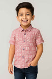 Dusty Pink Printed Shirt with Geometric Motif for Boys