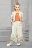 Sunshine Blossom Ivory & Orange Floral Set For Girls