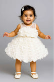 White Frock With Ruffled Embellished For Girls