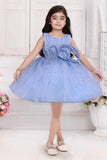 Blue Bow Embellishments Party Wear Frock For Girls