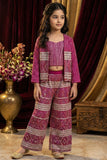 Pink Heavy Embroidered Palazzo Set with Embroidered Jacket For Girls
