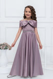 Mauve Embellished Bow Party Gown for Girls For Girls