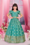 Sea Green Ethnic Gown For Girls